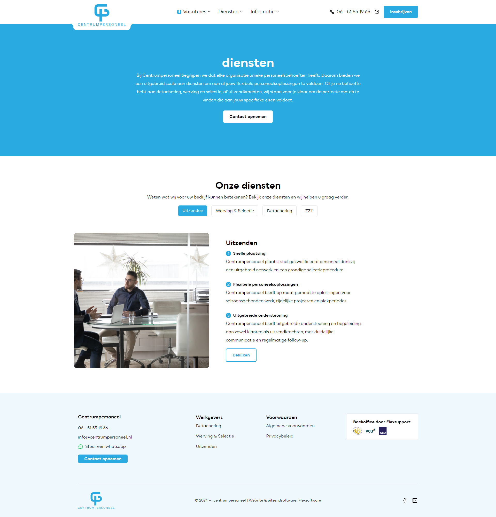 Flexsoftware, gespecialiseerd in uitzendsoftware voor uitzendbureaus, mocht onlangs de nieuwe uitzendbureau website voor Centrumpersoneel ontwikkelen.